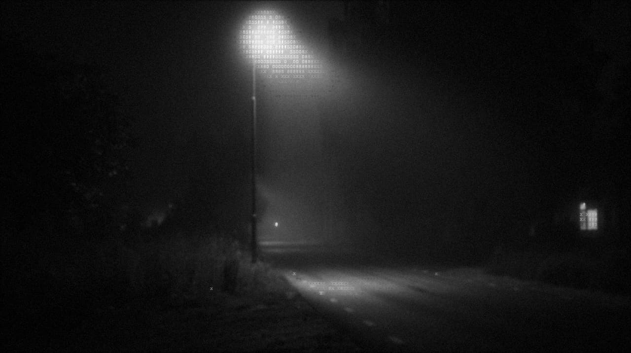 Film noir filter applied to a low-light scene, ASCII Magic